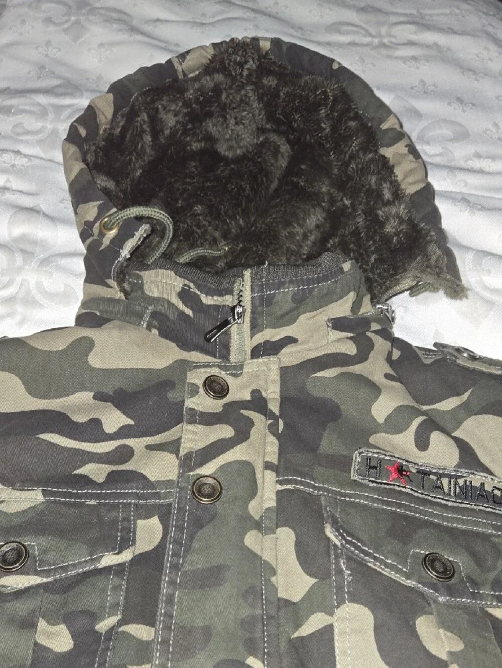 H.T. Niao Men's Camouflage Utility Jacket - Olive Camo Heavyweight